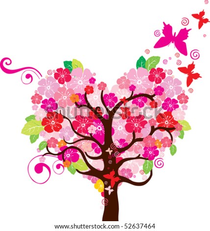 Heart Tree Vector Illustration - 52637464 : Shutterstock