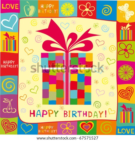 Birthday Card Stock Vector 67571527 : Shutterstock