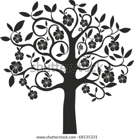Tree With Flowers Stock Vector Illustration 68535331 : Shutterstock