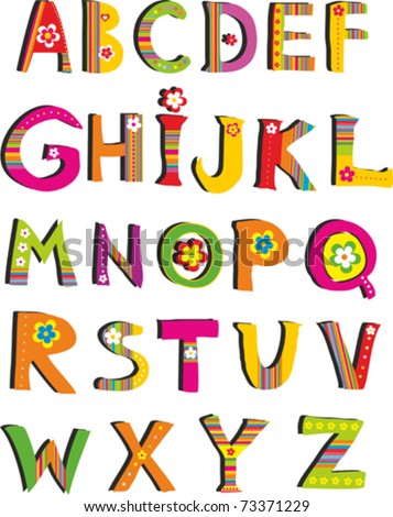 Logo Design Alphabet on Vector   Abc  Vector Flower Font  Alphabet Design In A Colorful Style