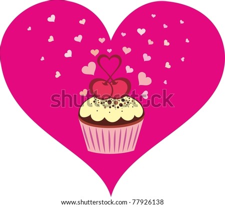 stock vector wedding cupcake card