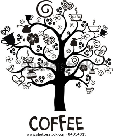 Coffee tree isolated on White background. Vector illustration - stock vector