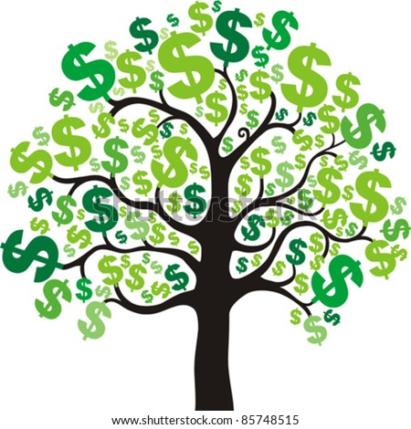 money tree isolated on White background. Vector illustration - stock vector