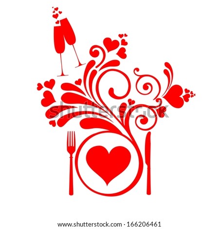 Restaurant Menu Card Design. Menu Template on Valentine`s Day.  illustration