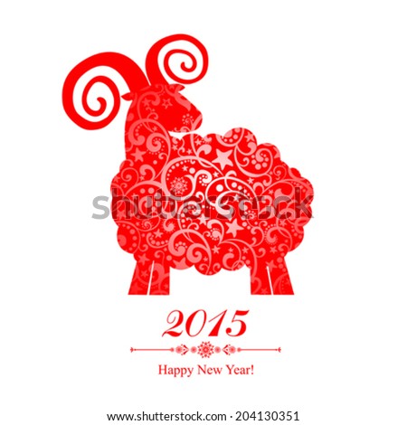 2015 new year card with red sheep vector illustration 2015 new year card with red sheep vector illustration
