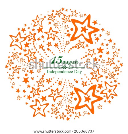 Background for Indian Independence Day with text 15 August, firework and place for your text.  illustration