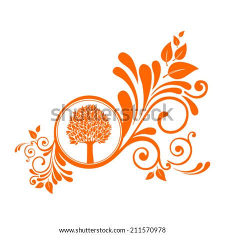 autumn tree isolated on White background. Design vintage element isolated on White background. Vector illustration