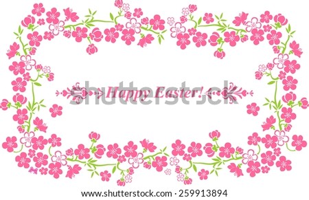 Easter card. Flower frame isolated on White background.  Illustration