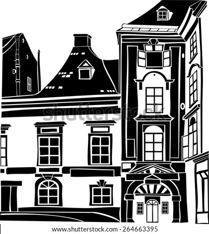Old city street.  Illustration.