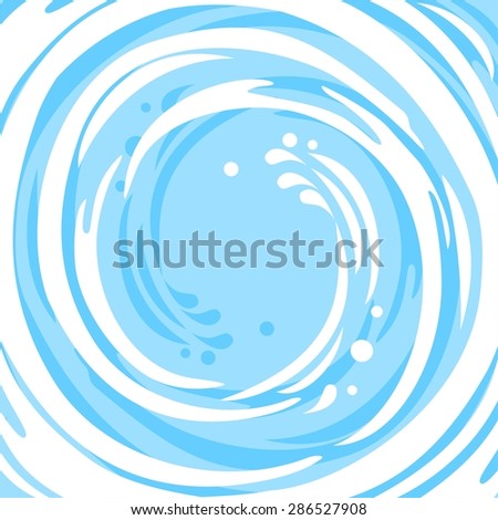 Water splash in round shape swirl frame.  Illustration