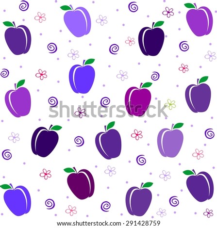 Seamless pattern with plums. Summer fruit illustration.
