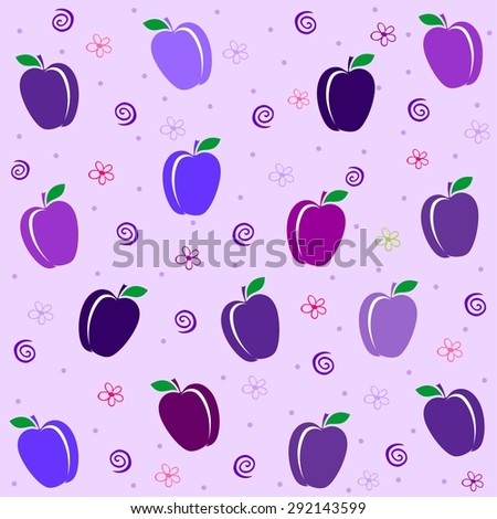 Seamless pattern with plums. Summer fruit illustration.  Illustration