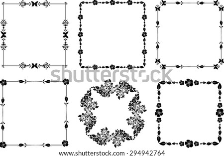 Floral Frame Collection. Set of design elements isolated on White background. illustration