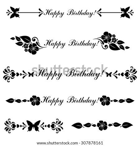 Birthday borders. Collection of design elements isolated on White background. illustration