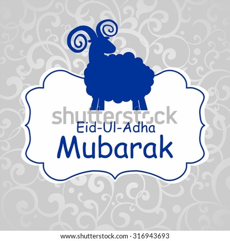 Greeting card template for Muslim Community Festival of sacrifice Eid-Ul-Adha with sheep. illustration