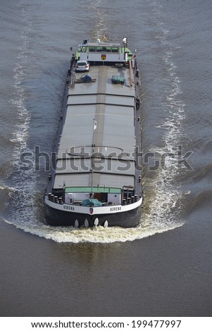 BELDORF, GERMANY - JUNE, 8. The vessel Borena at the Kiel Canal near Beldorf (Schleswig-Holstein, Germany) az June 8, 2014.