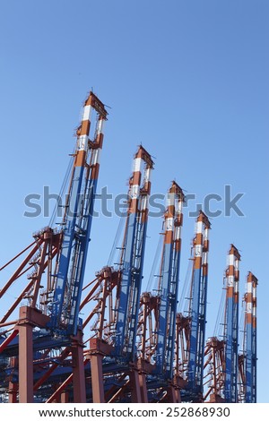 HAMBURG, GERMANY - FEBRUARY, 8. Container gantry cranes of the container terminal Eurogate (Hamburg, Germany) taken on February 8, 2015.