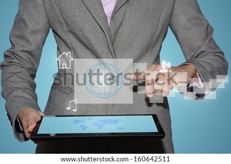 Technology and Tablet in the hands of businessmen.