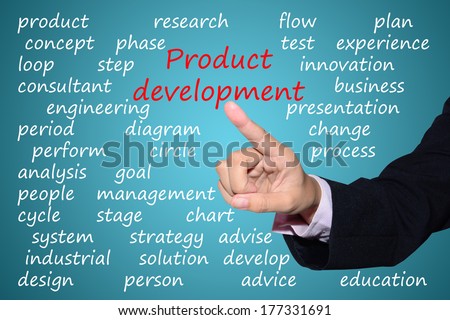 businessman pointing product development concept