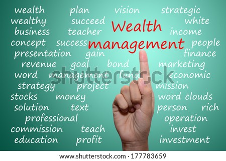 business man pointing wealth management concept