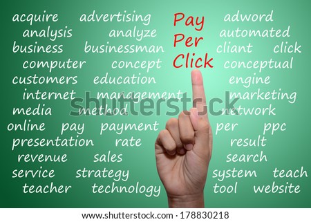 business man pointing pay per click concept