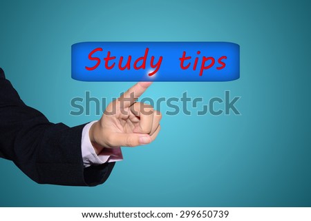 Business man pointing Study tips