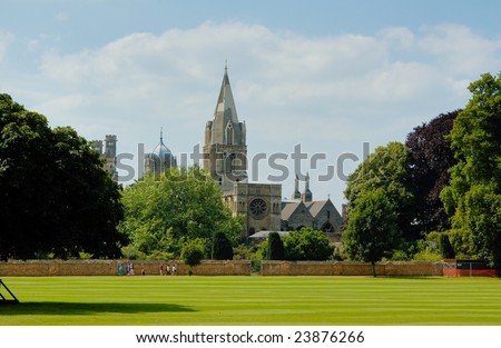 Medieval castle of Oxford college in summer day