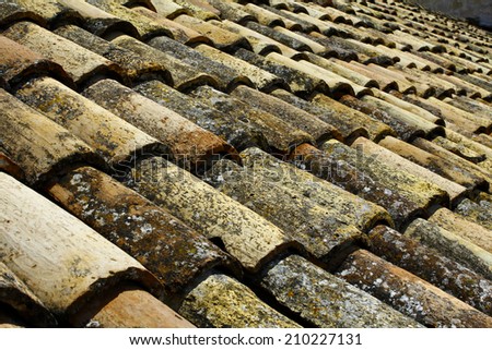 Mediterranean old roof tiles on the roof of an old house - Dubrovnik