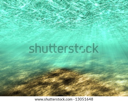 Abstract background of the underwater world with rays of light.