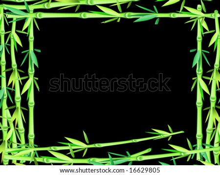 Green Bamboo frame on black background