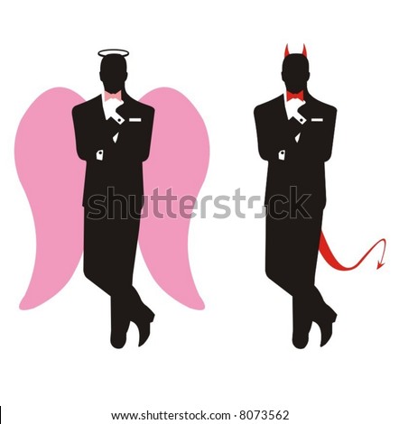 stock vector : angel and devil