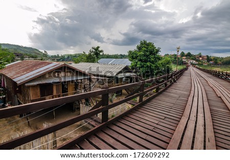 Wood bridge in Sangklaburi , the western part of Thailand