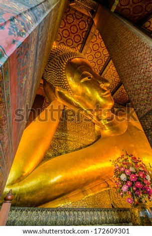 Reclining Buddha statue in Wat Pho temple , Thailand