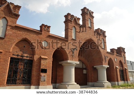 Antique factory gate at Lodz in Poland