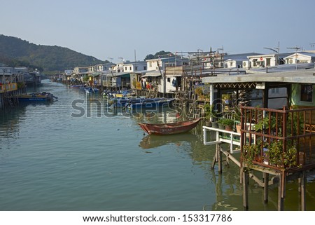 HONG KONG, CHINA - JANUARY 31: Fishing village of Tai O where the houses are built on stilts on January 31, 2012 in Hong Kong, China.