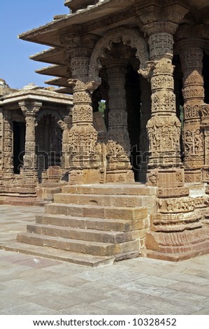 Entrance to the Sun Temple at Modhera. Ancient Hindu temple built circa 1027. Gujarat, India.