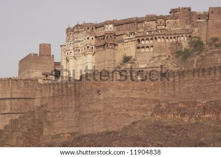 Former home of the Maharajah of Jodhpur. Former palaces inside the fortified walls of Meherangarh Fort , Jodhpur, Rajasthan, India
