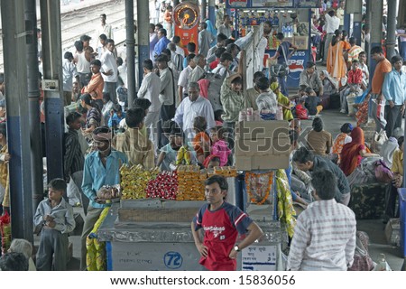 DELHI, INDIA - JULY 18: Unidentified people crowd a platform at Old Delhi railway station. July 18, 2008 in Delhi, India.