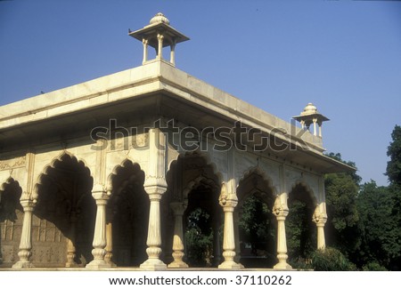 Open sided marble palace inside the Red Fort, Delhi, India