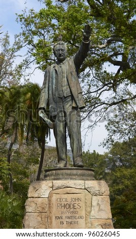 Statue of Cecil Rhodes in Company Gardens in Cape Town, South Africa