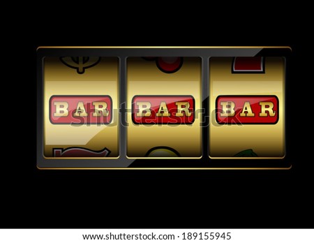 Slot machine symbols on black background Three bar signs Vector illustration Slot machine symbols on black background Three bar signs Vector illustration