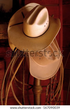 Cowboy Hats Hanging on a rack