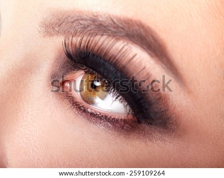 Beauty female eye with curl long false eyelashes