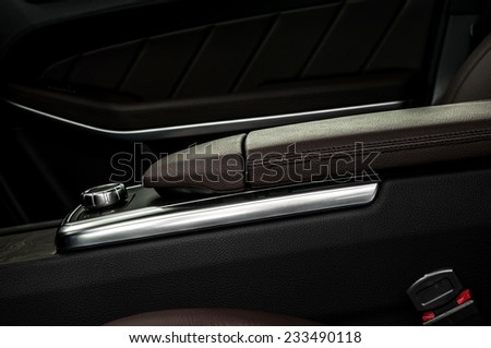 Modern car interior detail. Horizontal photo.