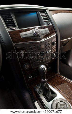 Panel of modern car. Auto interior detail.