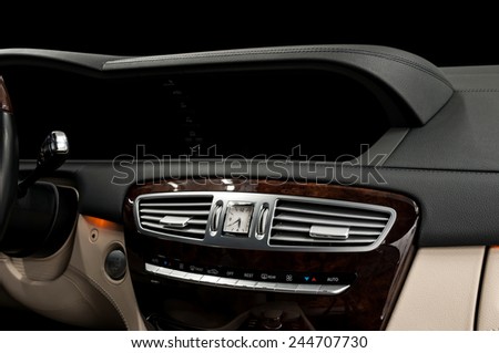 Business car dashboard interior. Horizontal photo.