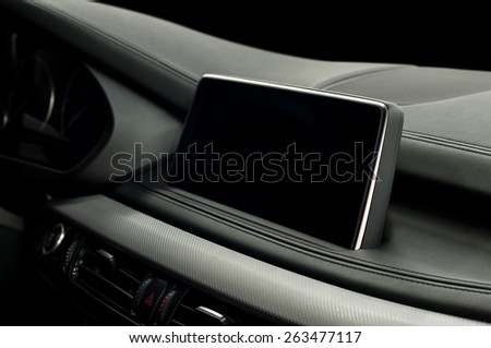 Modern car detail. Screen multimedia system.