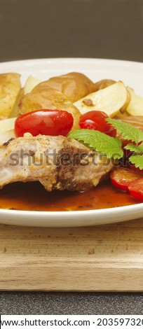 fresh pork griled meat with potatoes / barbecue
