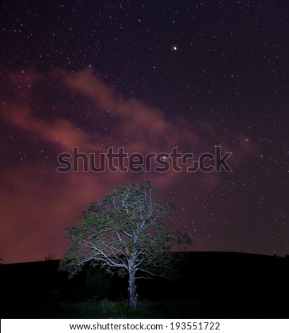 Late sunset with stars and clouds