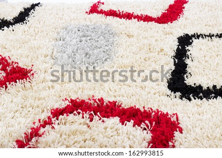 White/Cream colored shag carpet; horizontal with copy space.